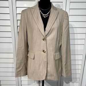 Tahari Arthur S. Levine Beige Pinstripe Blazer Size 10